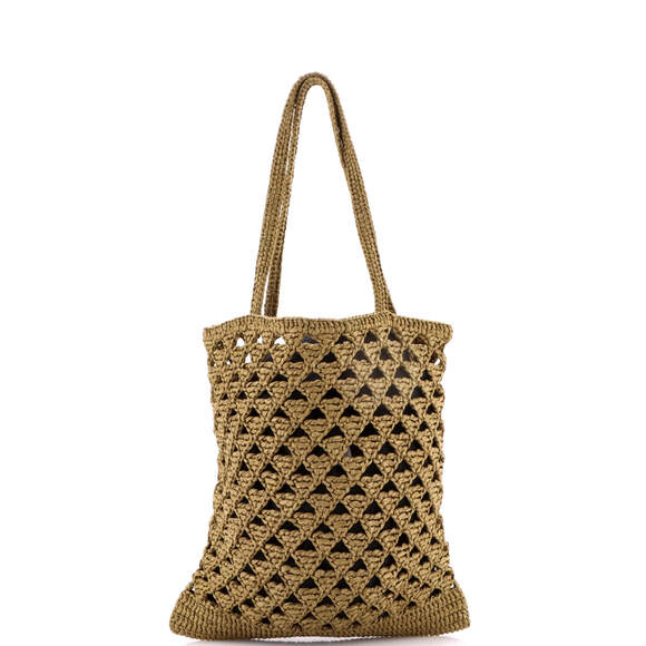 Prada Triangle Logo Open Tote Raffia #224585P19B - Picture 3 of 6